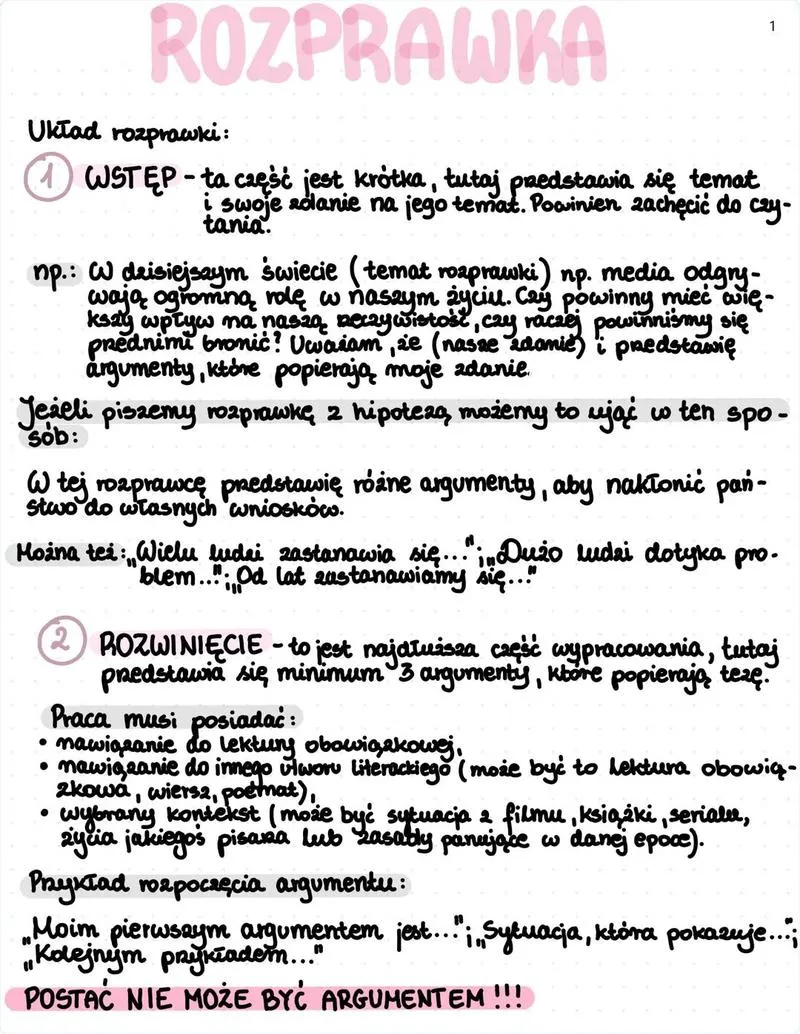 Budowa rozprawki dla uczniów