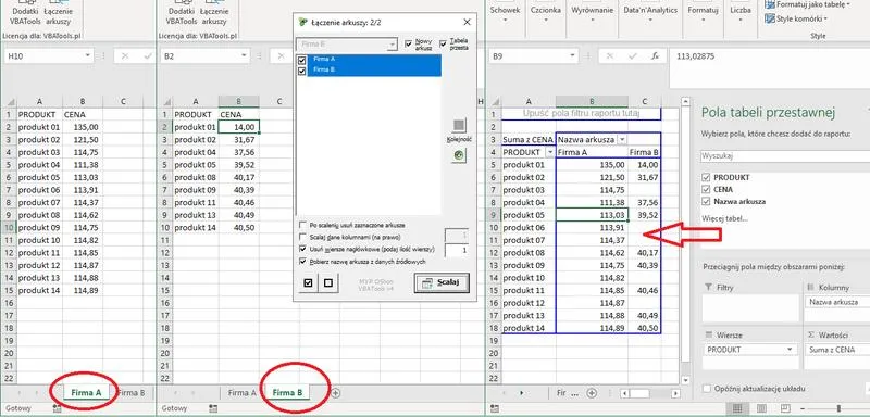 Formuły do łączenia arkuszy