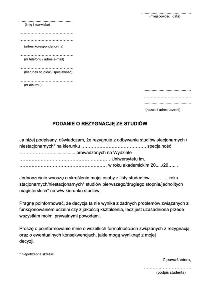 Konsekwencje rezygnacji z nauki