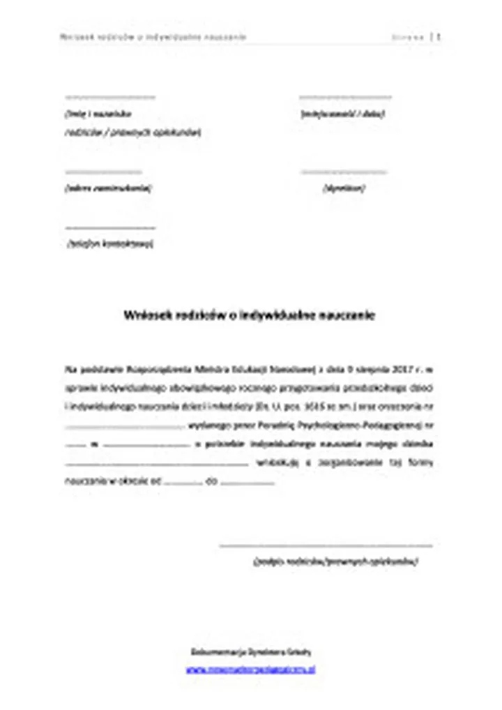 Wymagane dokumenty do wniosku